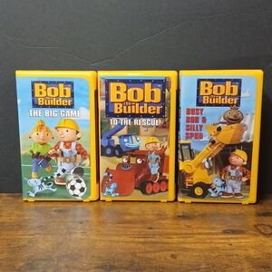 Bob The Builder Lot of 3 VHS Tapes, Yellow Cases, Big Game, Silly Spud, Rescue